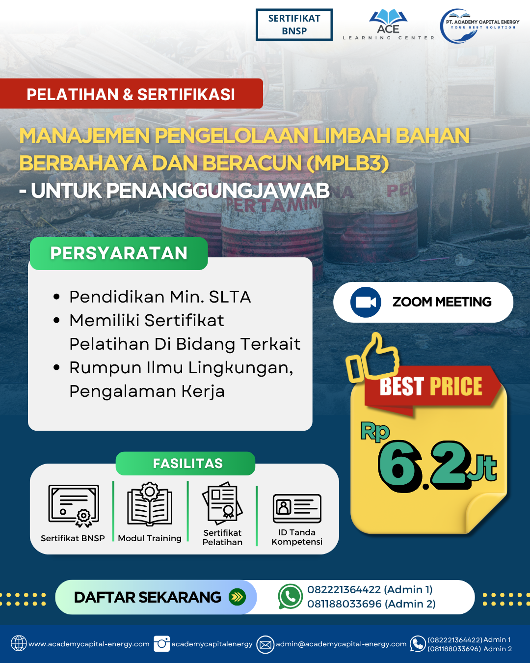 Manajemen Pengelolaan Limbah Bahan Berbahaya dan Beracun (MPLB3) – Untuk Penanggung Jawab